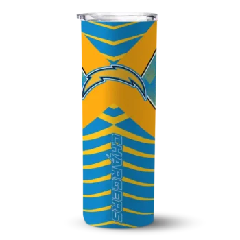 Los Angeles Chargers Skinny Tumbler - Personalized Camo Texture Blue