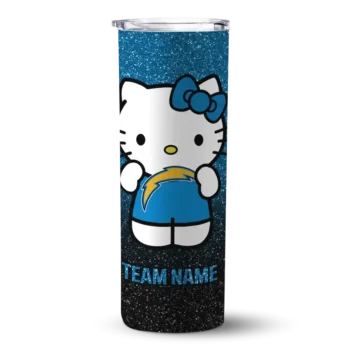 Los Angeles Chargers Skinny Tumbler - Personalized Hello Kitty Blue Black