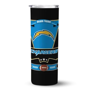 Los Angeles Chargers Skinny Tumbler - Personalized Helmet Belt Blue Black