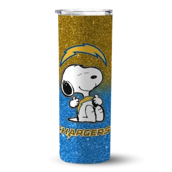Los Angeles Chargers Skinny Tumbler - Personalized Snoopy Attitude Blue