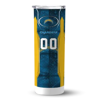 Los Angeles Chargers Skinny Tumbler - Personalized Stacked Diamond Blue