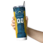 personalized-los-angeles-chargers-stacked-diamond-blue-skinny-tumbler-best-selling.webp