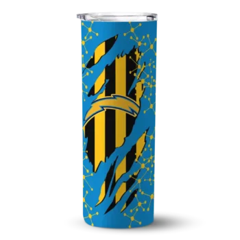 Los Angeles Chargers Skinny Tumbler - Personalized Star Pop Blue Black