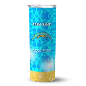 Los Angeles Chargers Skinny Tumbler - Personalized Starburst Tiles Blue