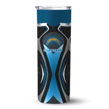 Los Angeles Chargers Skinny Tumbler - Personalized Superman Emblem Blue Black