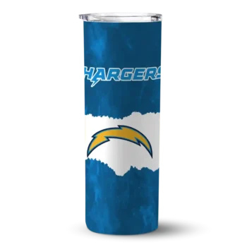 Los Angeles Chargers Skinny Tumbler - Personalized Torn Band Blue White