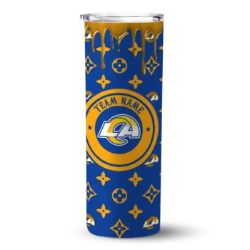 Los Angeles Rams Skinny Tumbler - Personalized Camo Streak Blue