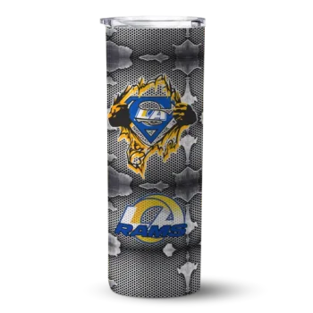 Los Angeles Rams Skinny Tumbler - Personalized Chevron V Blue Gray