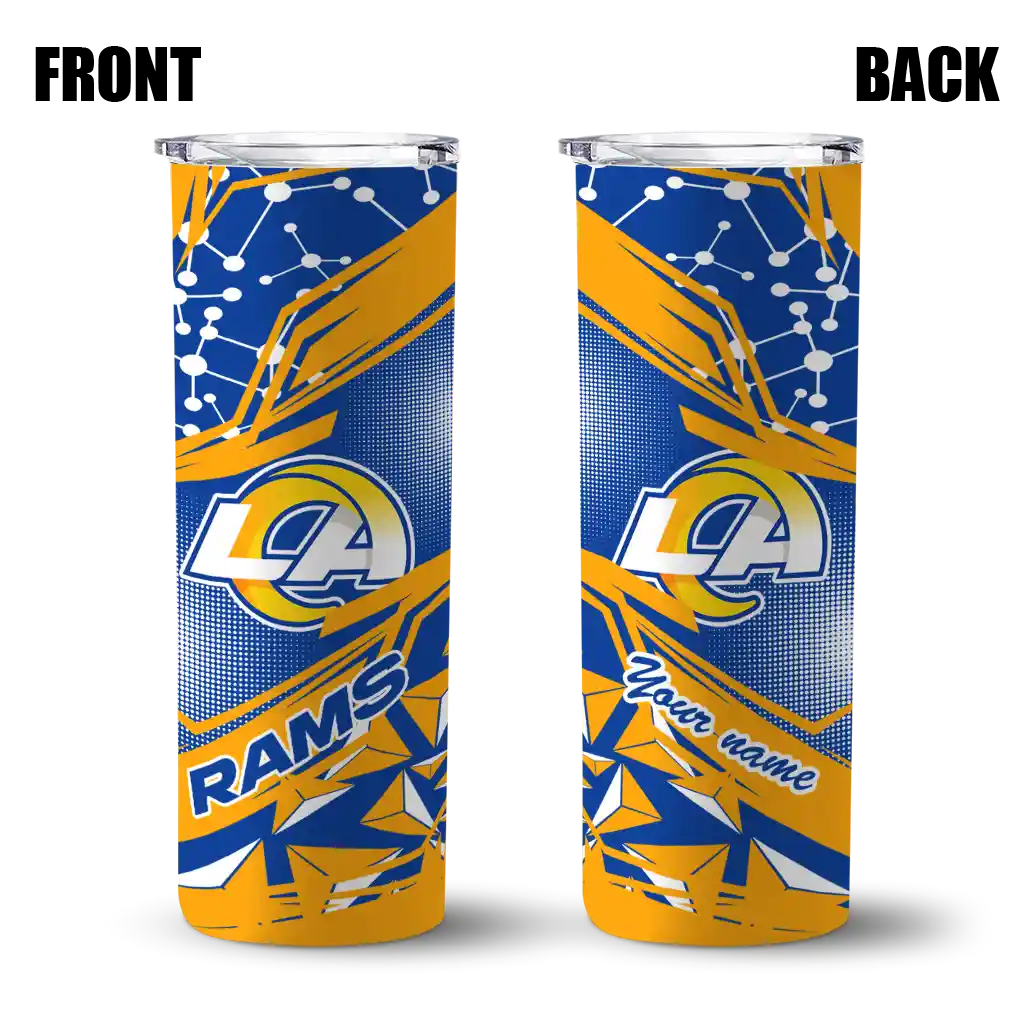 personalized-los-angeles-rams-helmet-clash-blue-skinny-tumbler-fashion-forward.webp