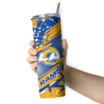 personalized-los-angeles-rams-helmet-clash-blue-skinny-tumbler-best-selling.webp