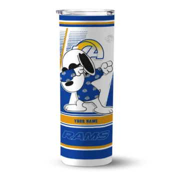 Los Angeles Rams Skinny Tumbler - Personalized Snoopy Dog Blue White