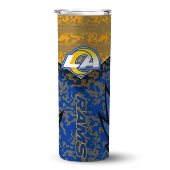 Los Angeles Rams Skinny Tumbler - Personalized Spiral Burst Print Blue