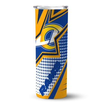 Los Angeles Rams Skinny Tumbler - Personalized Web Stripes Blue White