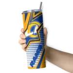 personalized-los-angeles-rams-web-stripes-blue-white-skinny-tumbler-best-selling.webp