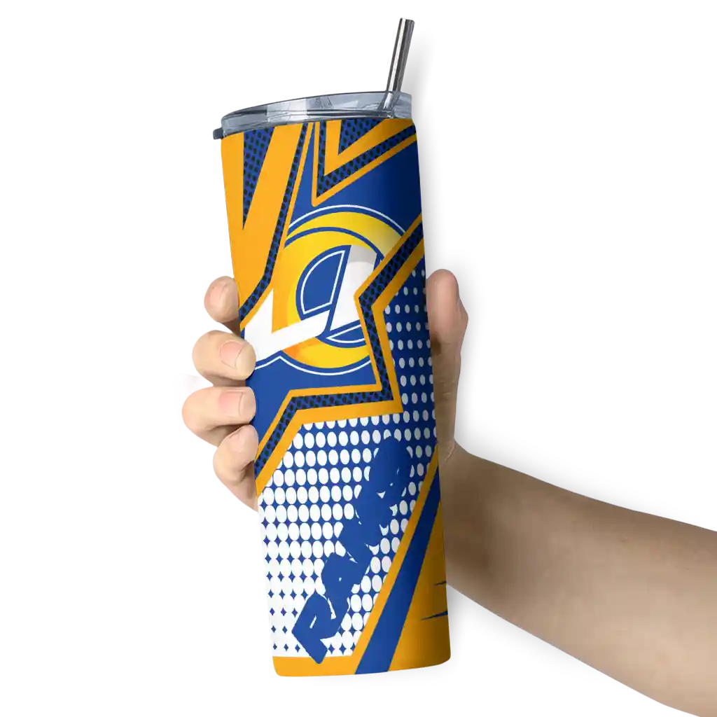 personalized-los-angeles-rams-web-stripes-blue-white-skinny-tumbler-premium-grade.webp