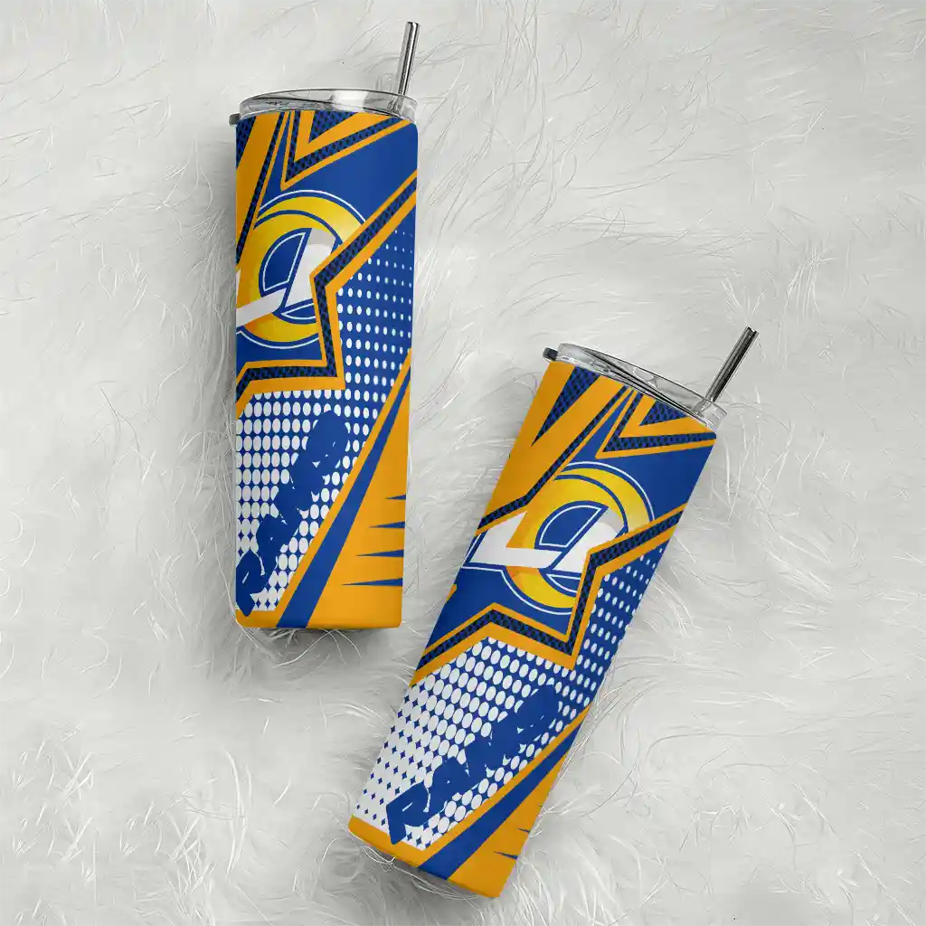 personalized-los-angeles-rams-web-stripes-blue-white-skinny-tumbler-top-rated.webp