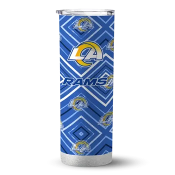 Los Angeles Rams Skinny Tumbler - Personalized Zipper Leopard Blue
