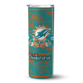 Miami Dolphins Skinny Tumbler - Personalized Chevron Patch Aqua