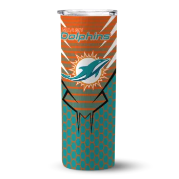Miami Dolphins Skinny Tumbler - Personalized Chevron Stripes Aqua