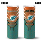 personalized-miami-dolphins-chevron-stripes-aqua-skinny-tumbler-best-selling.webp
