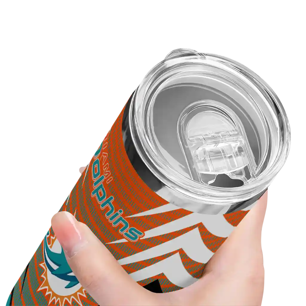 personalized-miami-dolphins-chevron-stripes-aqua-skinny-tumbler-high-quality.webp