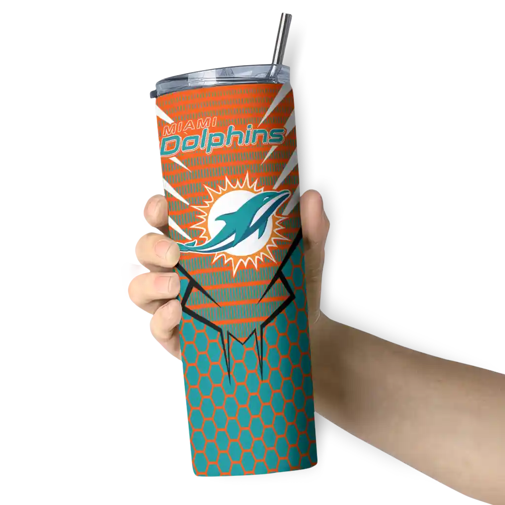 personalized-miami-dolphins-chevron-stripes-aqua-skinny-tumbler-premium-grade.webp