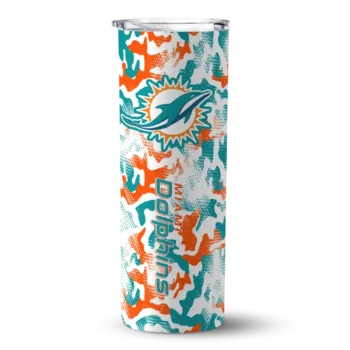 Miami Dolphins Skinny Tumbler - Personalized Claw Marks Aqua White