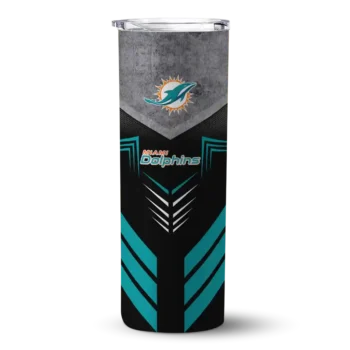 Miami Dolphins Skinny Tumbler - Personalized Hexagon Honeycomb Aqua Black