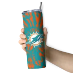 personalized-miami-dolphins-metallic-grid-aqua-skinny-tumbler-best-selling.webp