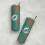 personalized-miami-dolphins-metallic-grid-aqua-skinny-tumbler-best-selling.webp
