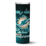 personalized-miami-dolphins-rose-romance-aqua-black-skinny-tumbler-best-selling.webp