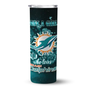 Miami Dolphins Skinny Tumbler - Personalized Rose Romance Aqua Black