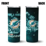 personalized-miami-dolphins-rose-romance-aqua-black-skinny-tumbler-best-selling.webp