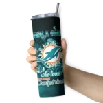 personalized-miami-dolphins-rose-romance-aqua-black-skinny-tumbler-best-selling.webp