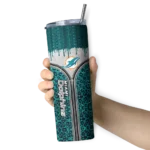 personalized-miami-dolphins-sparkle-drip-aqua-skinny-tumbler-best-selling.webp