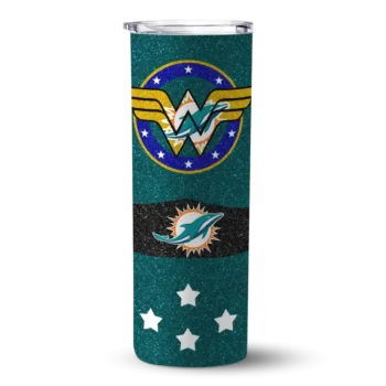 Miami Dolphins Skinny Tumbler - Personalized Star Cluster Aqua