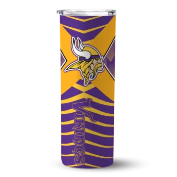 Minnesota Vikings Skinny Tumbler - Personalized Camo Texture Purple