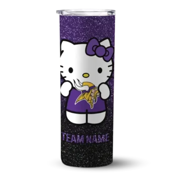 Minnesota Vikings Skinny Tumbler - Personalized Hello Kitty Purple Black