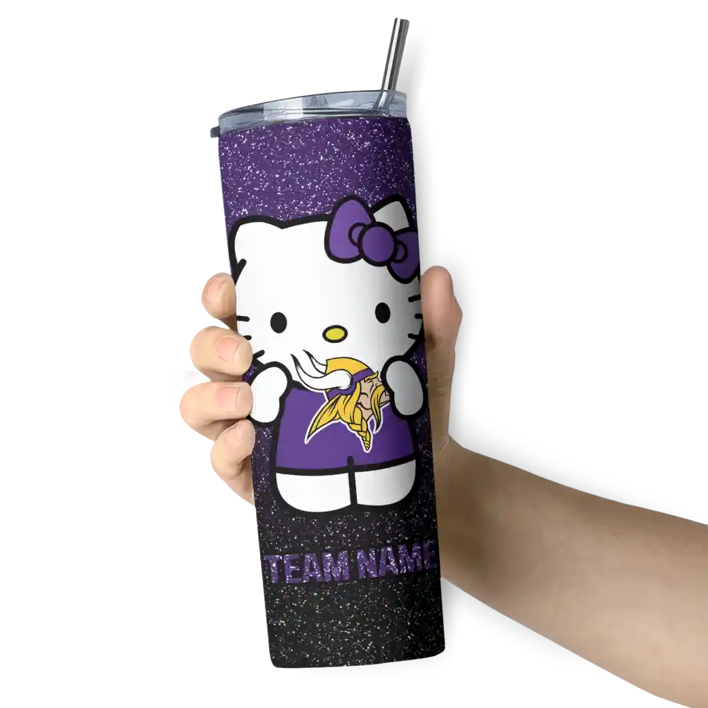 personalized-minnesota-vikings-hello-kitty-purple-black-skinny-tumbler-premium-grade.webp