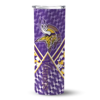 Minnesota Vikings Skinny Tumbler - Personalized Monogram Burst Purple White