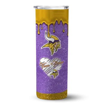 Minnesota Vikings Skinny Tumbler - Personalized Pixel Fade Purple