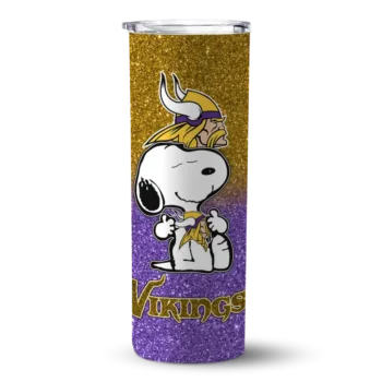 Minnesota Vikings Skinny Tumbler - Personalized Snoopy Attitude Purple