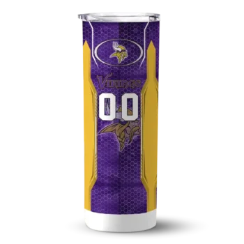 Minnesota Vikings Skinny Tumbler - Personalized Stacked Diamond Purple