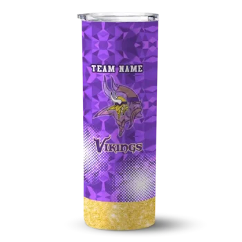 Minnesota Vikings Skinny Tumbler - Personalized Starburst Tiles Purple