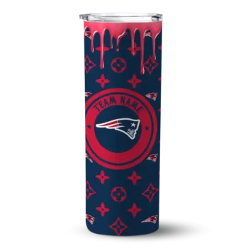 New England Patriots Skinny Tumbler - Personalized Camo Streak Blue