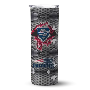 New England Patriots Skinny Tumbler - Personalized Chevron V Blue Gray