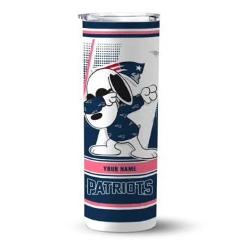 New England Patriots Skinny Tumbler - Personalized Snoopy Dog Blue White