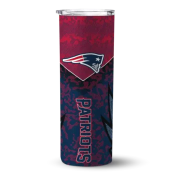 New England Patriots Skinny Tumbler - Personalized Spiral Burst Print Blue