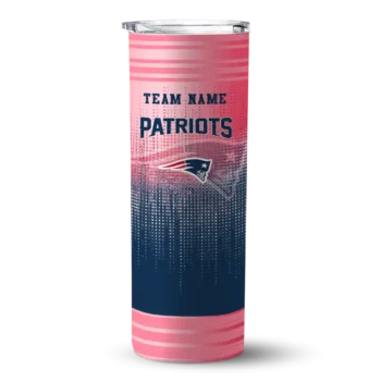New England Patriots Skinny Tumbler - Personalized Swirl Texture Blue