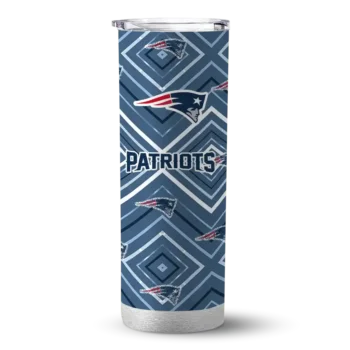 New England Patriots Skinny Tumbler - Personalized Zipper Leopard Blue